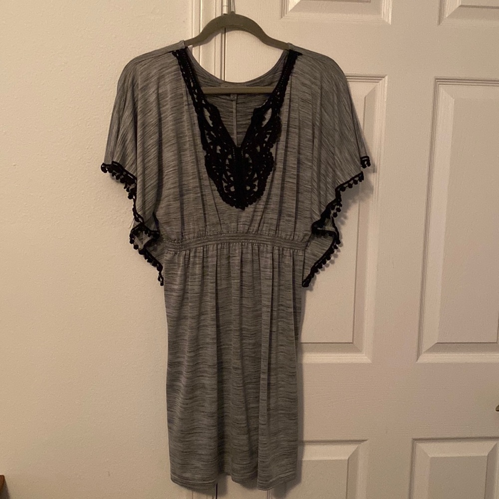 Butterfly style grey and black dress